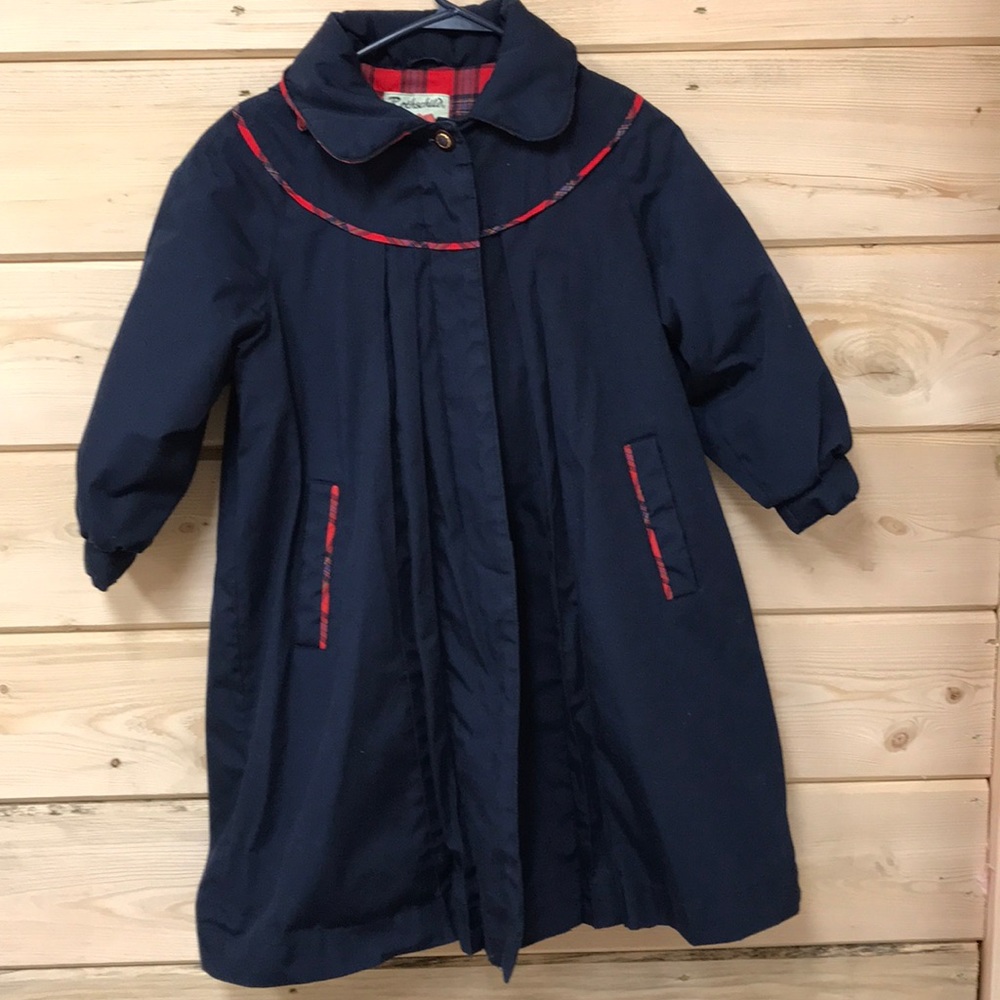 Rothschild Girls Sz 7 Hooded Coat Plaid Trim